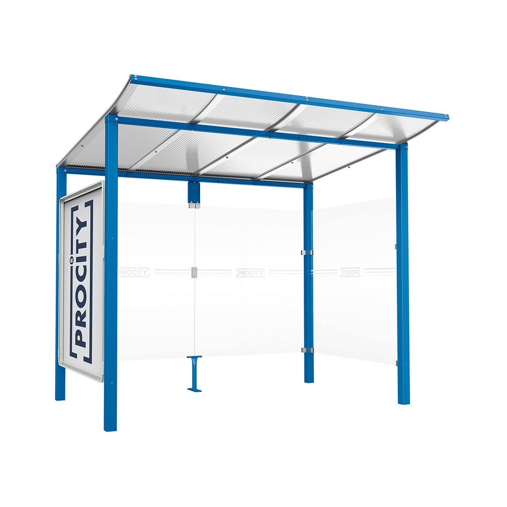 Station bus Modulo RAL5010 - 2500 mm - Vitrine et un bardage latéral - Scellement direct - PROCITY - 529672.5010