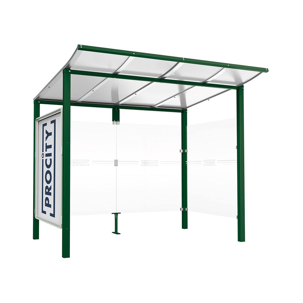 Station bus Modulo RAL6005 - 2500 mm - Vitrine et un bardage latéral - Scellement direct - PROCITY - 529672.6005