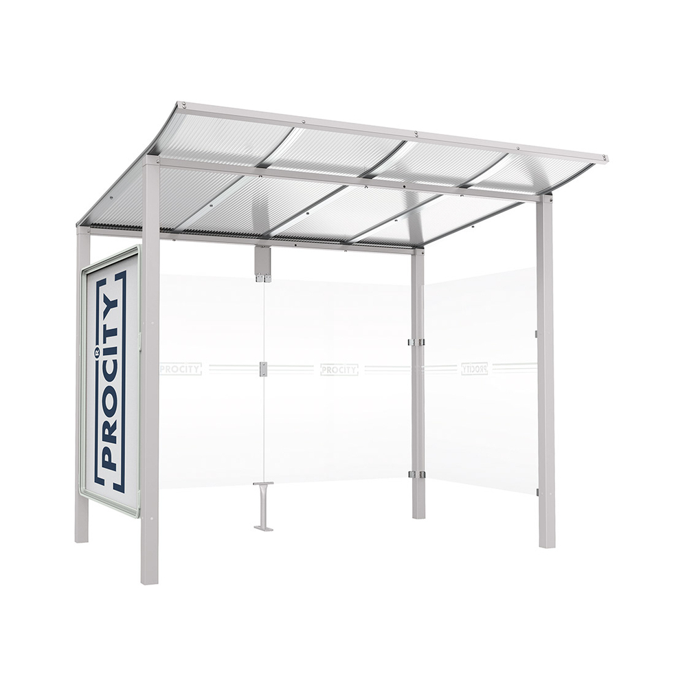 Station bus Modulo RAL7044 - 2500 mm - Vitrine et un bardage latéral - Scellement direct - PROCITY - 529672.7044