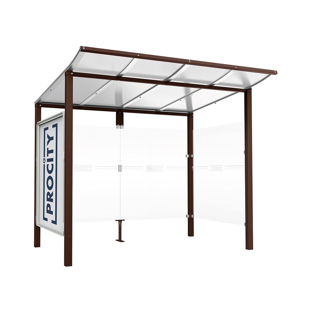 Station bus Modulo RAL8017 - 2500 mm - Vitrine et un bardage latéral - Scellement direct - PROCITY - 529672.8017