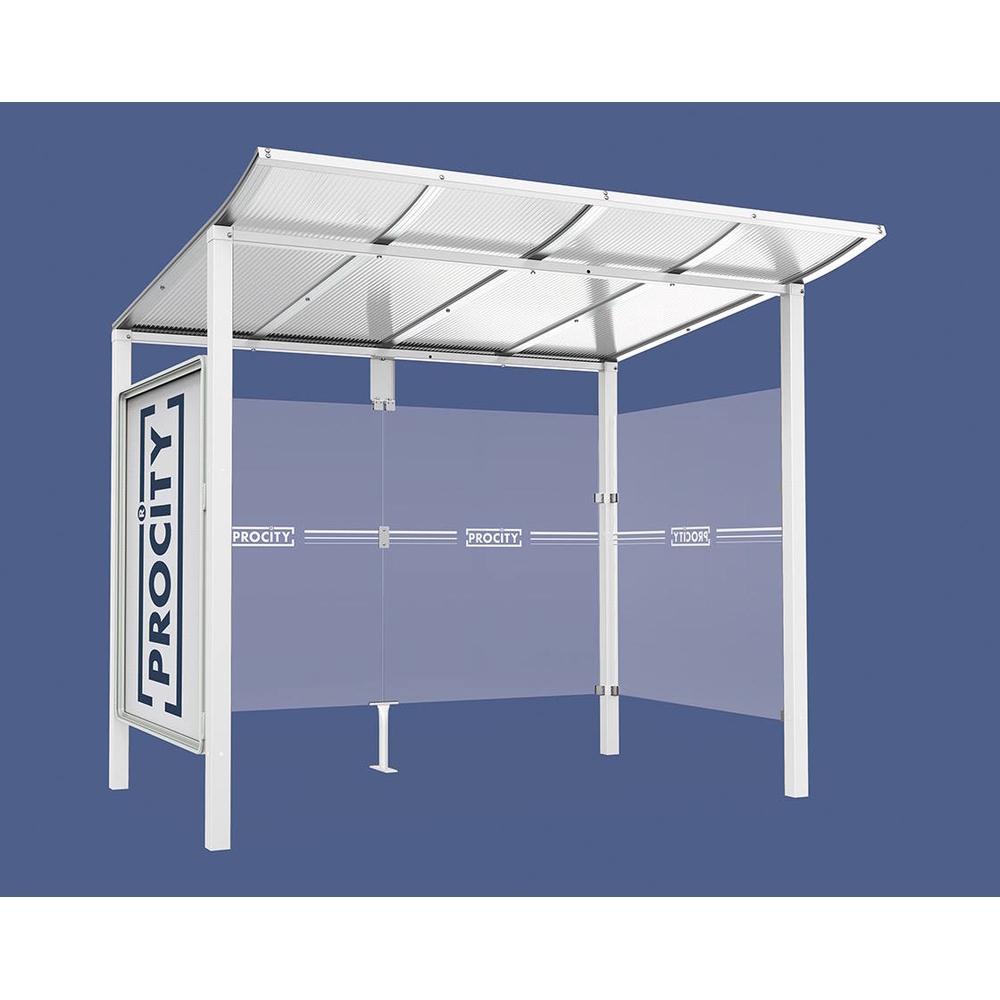 Station bus Modulo RAL9010 - 2500 mm - Vitrine et un bardage latéral - Scellement direct - PROCITY - 529672.9010