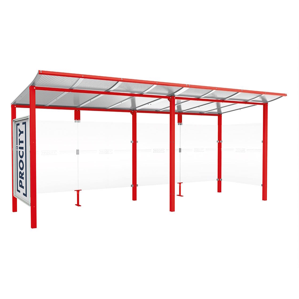 Station bus Modulo RAL3020 - 5000 mm - Vitrine et un bardage latéral - Scellement direct - PROCITY - 529673.3020