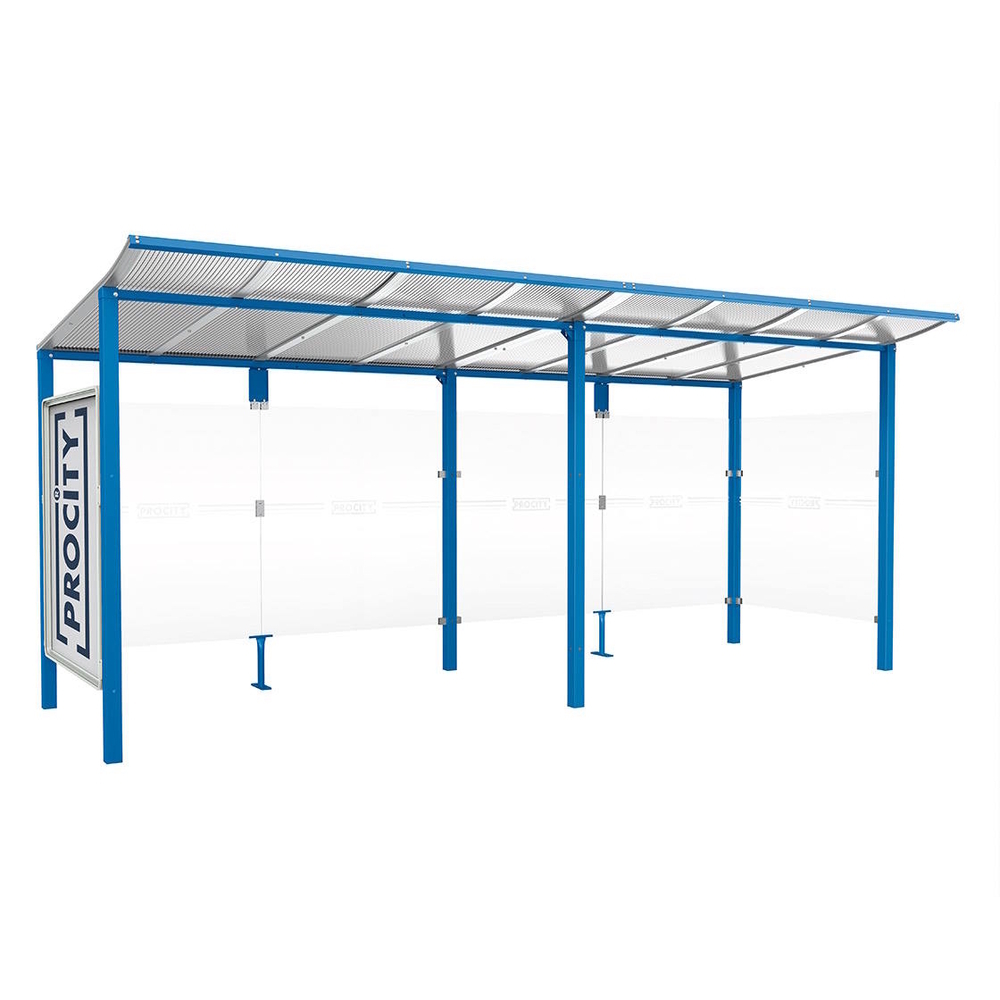 Station bus Modulo RAL5010 - 5000 mm - Vitrine et un bardage latéral - Scellement direct - PROCITY - 529673.5010