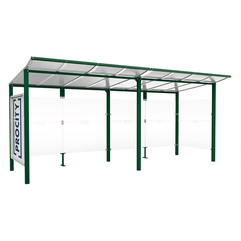 Station bus Modulo RAL6005 - 5000 mm - Vitrine et un bardage latéral - Scellement direct - PROCITY - 529673.6005