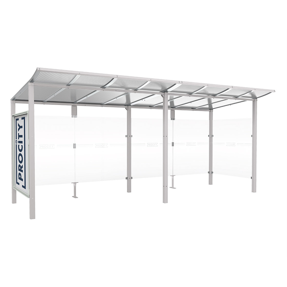 Station bus Modulo RAL7044 - 5000 mm - Vitrine et un bardage latéral - Scellement direct - PROCITY - 529673.7044