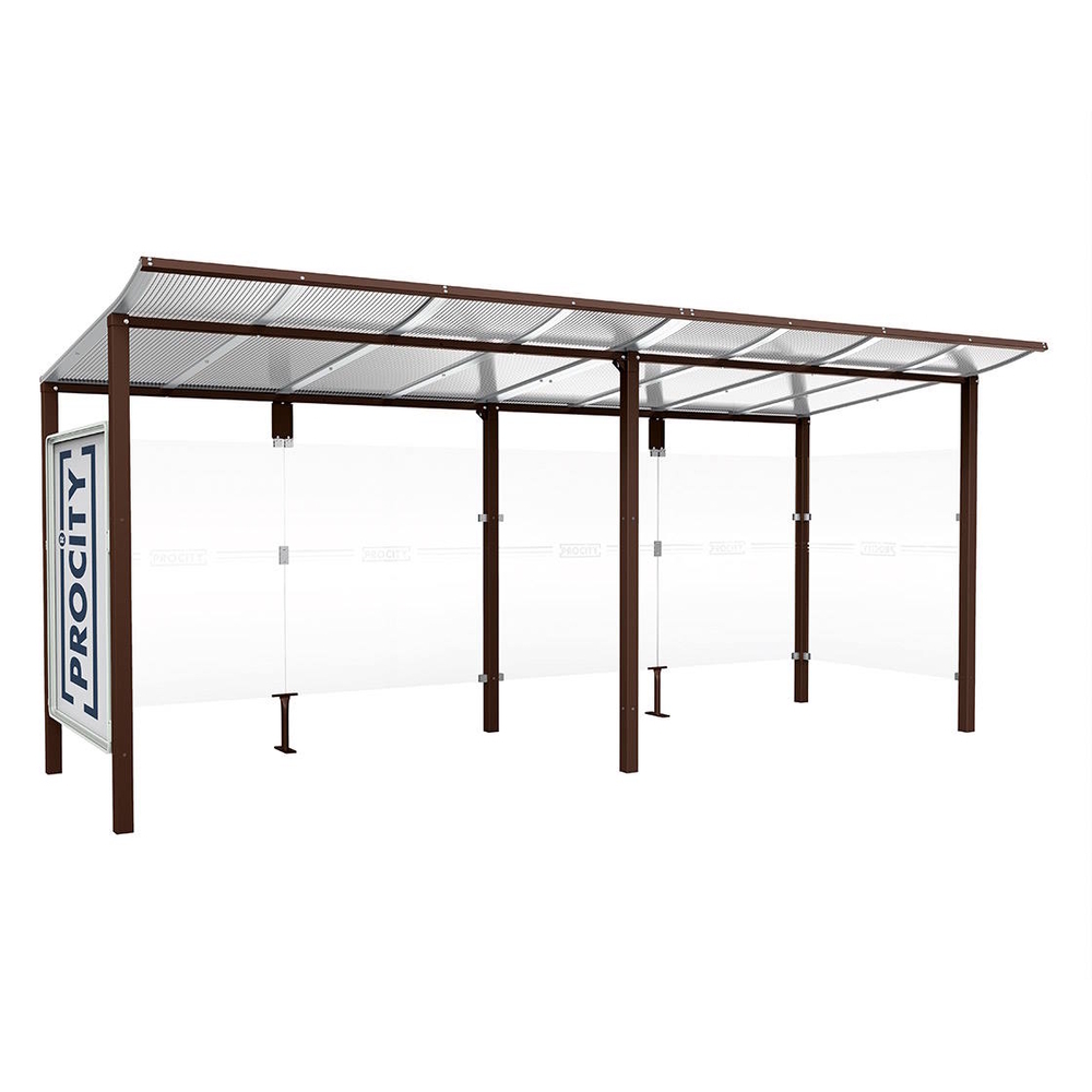 Station bus Modulo RAL8017 - 5000 mm - Vitrine et un bardage latéral - Scellement direct - PROCITY - 529673.8017