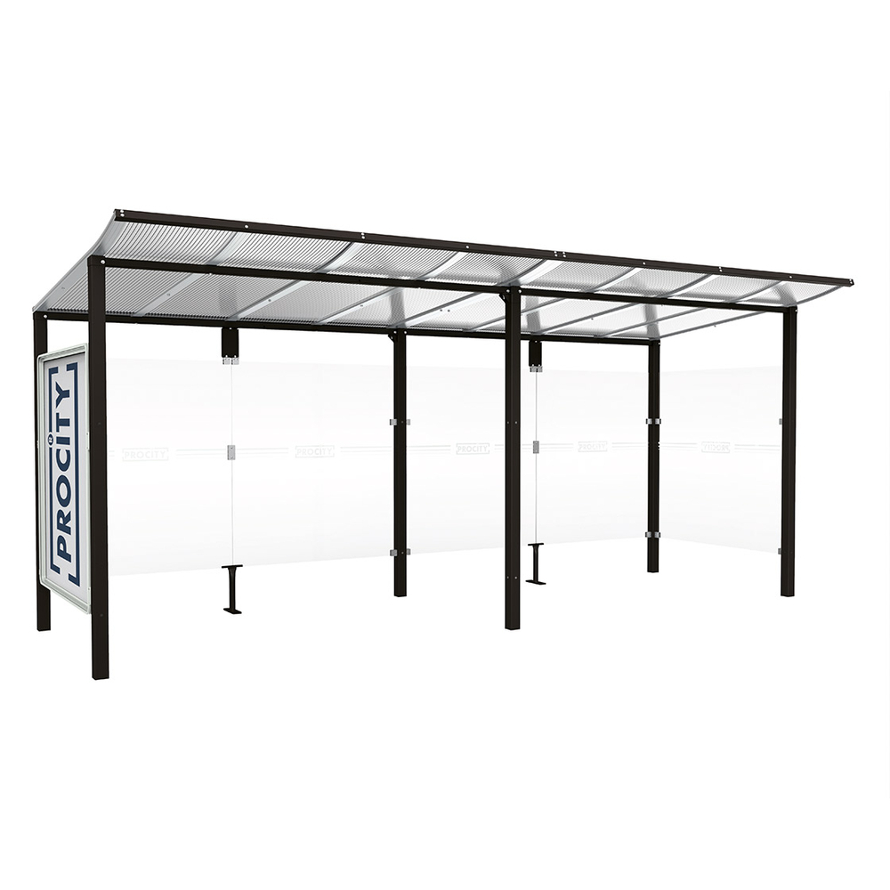Station bus Modulo RAL9005 - 5000 mm - Vitrine et un bardage latéral - Scellement direct - PROCITY - 529673.9005