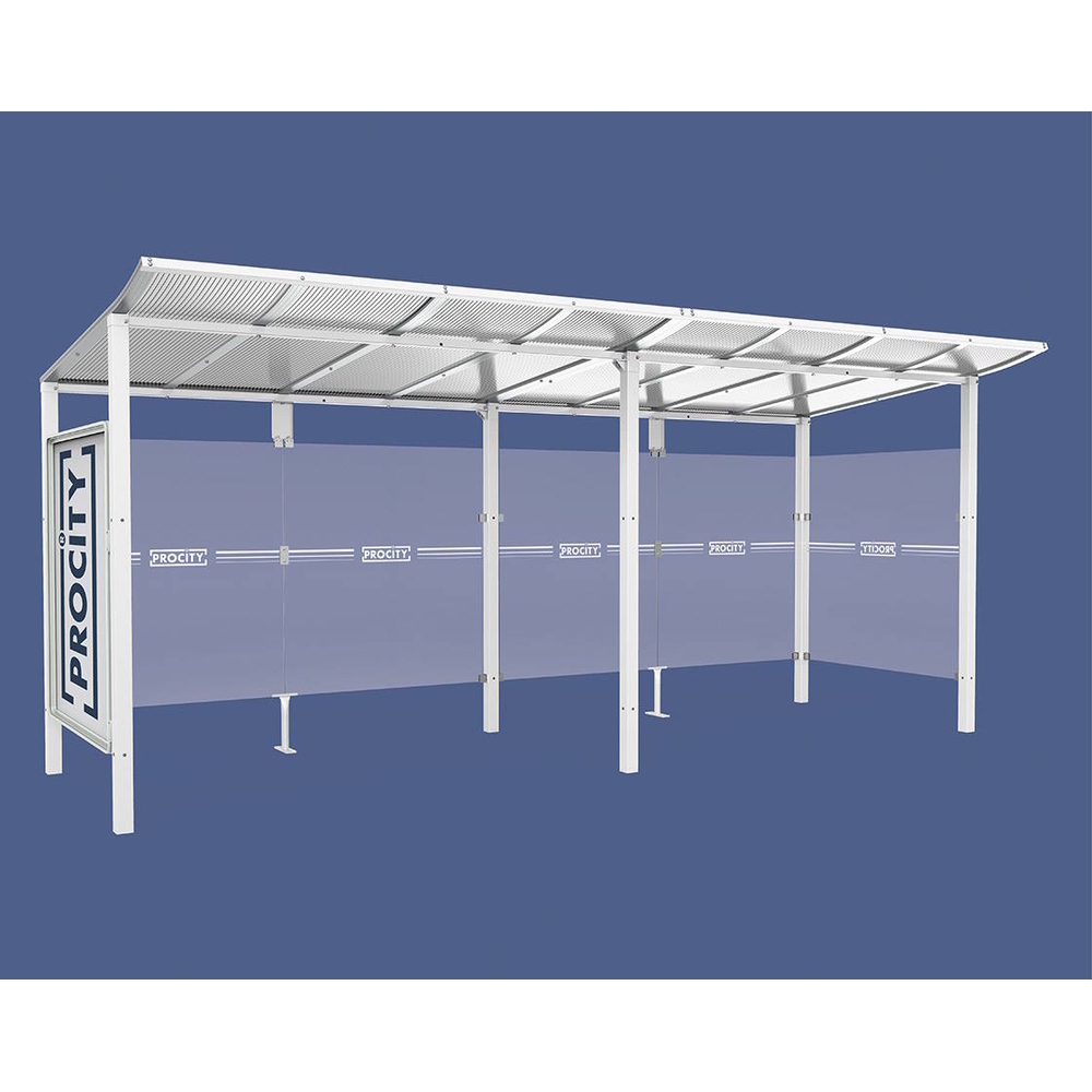 Station bus Modulo RAL9010 - 5000 mm - Vitrine et un bardage latéral - Scellement direct - PROCITY - 529673.9010
