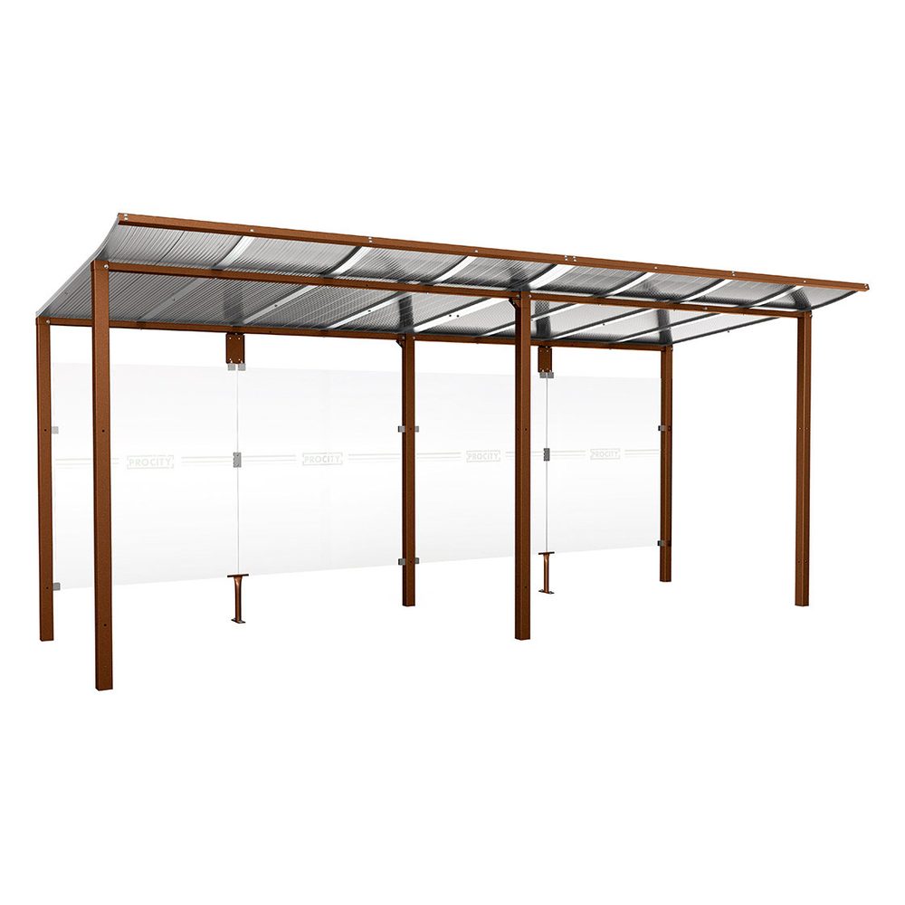 Station bus Modulo Aspect Corten - 5000 mm - Sans bardage latéral - Scellement direct - PROCITY - 529675.S025