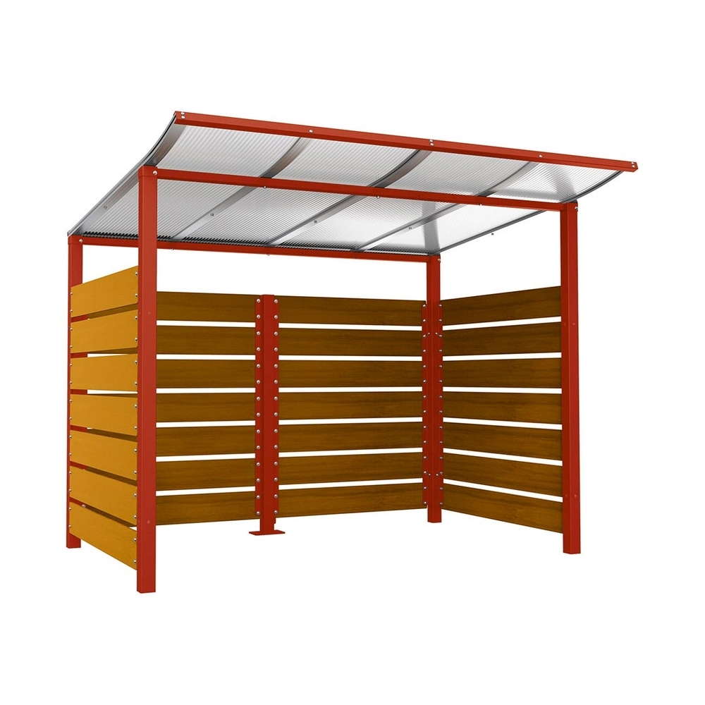 Abri conteneurs Modulo RAL3004 - Stratifié chêne clair - Scellement direct - Larg 2500mm Prof 2000mm - PROCITY - 529780.3004.CHEC