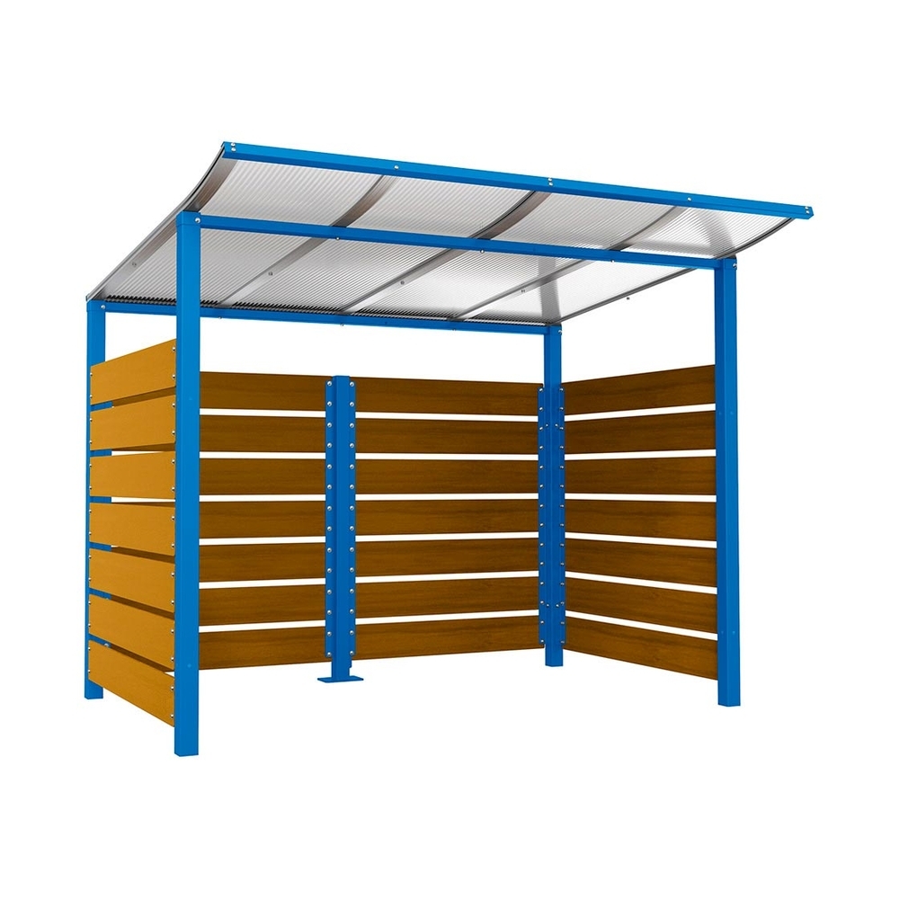 Abri conteneurs Modulo RAL5010 - Stratifié chêne clair - Scellement direct - Larg 2500mm Prof 2000mm - PROCITY - 529780.5010.CHEC