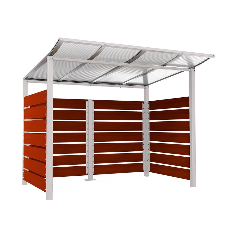 Abri conteneurs Modulo RAL7044 - Stratifié acajou - Scellement direct - Larg 2500mm Prof 2000mm - PROCITY - 529780.7044.ACAJ