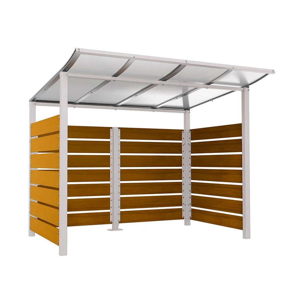 Abri conteneurs Modulo RAL7044 - Stratifié chêne clair - Scellement direct - Larg 2500mm Prof 2000mm - PROCITY - 529780.7044.CHEC