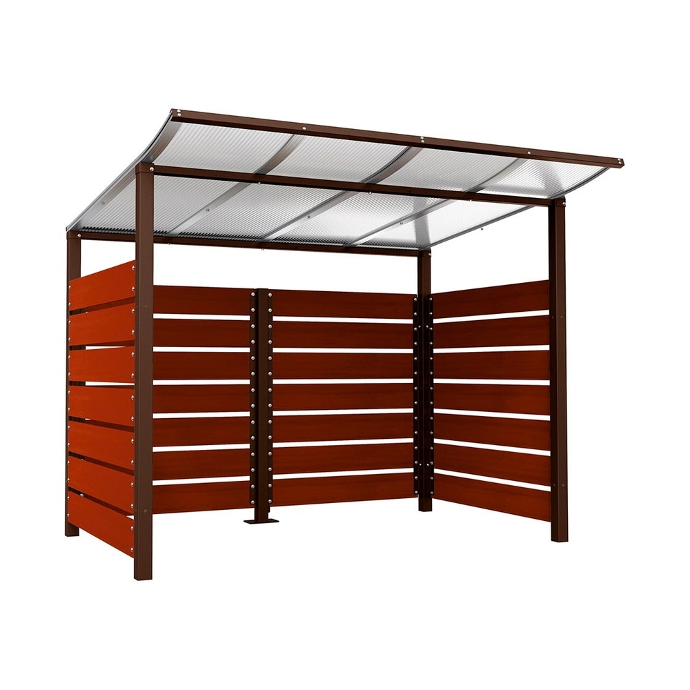 Abri conteneurs Modulo RAL8017 - Stratifié acajou - Scellement direct - Larg 2500mm Prof 2000mm - PROCITY - 529780.8017.ACAJ