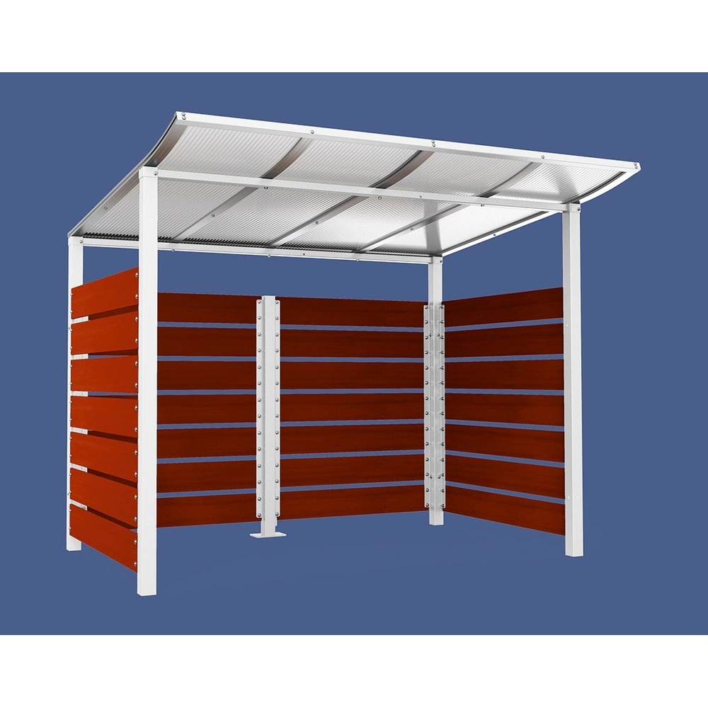 Abri conteneurs Modulo RAL9010 - Stratifié acajou - Scellement direct - Larg 2500mm Prof 2000mm - PROCITY - 529780.9010.ACAJ