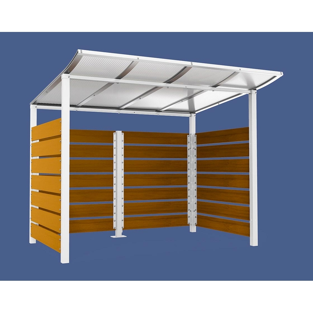 Abri conteneurs Modulo RAL9010 - Stratifié chêne clair - Scellement direct - Larg 2500mm Prof 2000mm - PROCITY - 529780.9010.CHEC