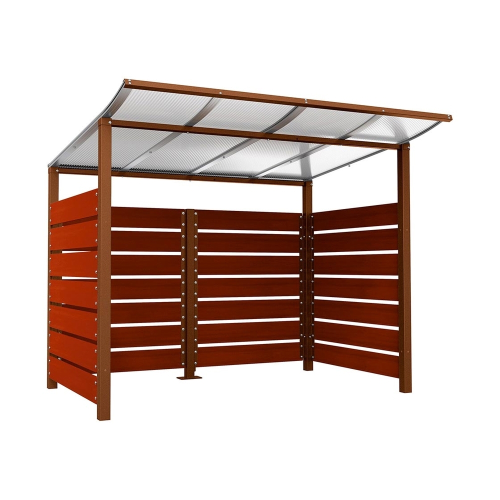 Abri conteneurs Modulo Aspect Corten - Stratifié acajou - Scellement direct - Larg 2500mm Prof 2000mm - PROCITY - 529780.S025.ACAJ