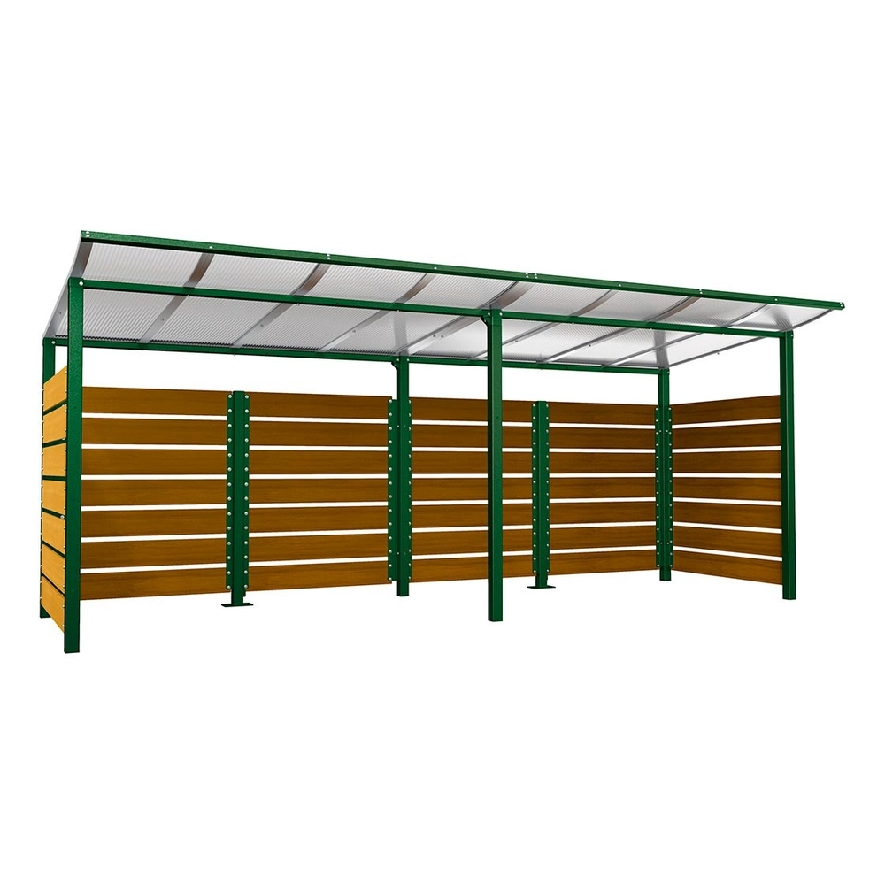 Abri conteneurs Modulo RAL6005 - Stratifié chêne clair - Scellement direct - Larg 5000mm Prof 2000mm - PROCITY - 529781.6005.CHEC