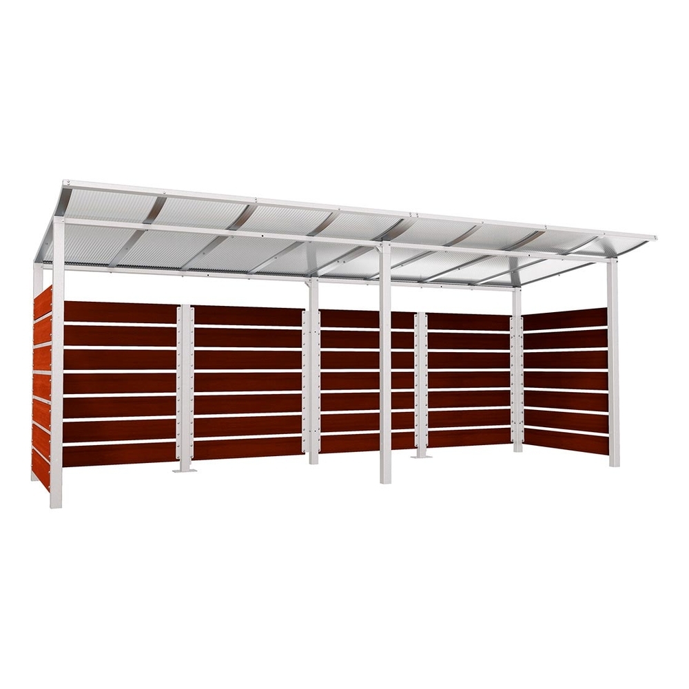 Abri conteneurs Modulo RAL7044 - Stratifié acajou - Scellement direct - Larg 5000mm Prof 2000mm - PROCITY - 529781.7044.ACAJ