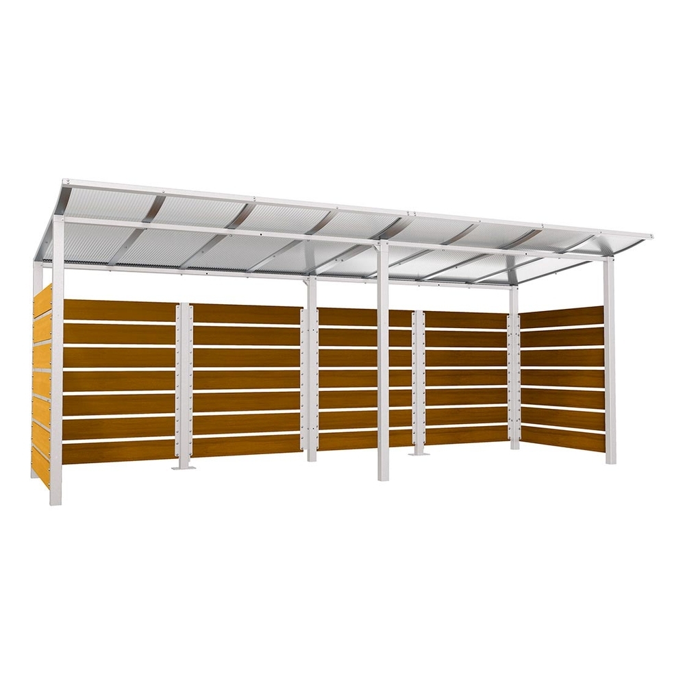 Abri conteneurs Modulo RAL7044 - Stratifié chêne clair - Scellement direct - Larg 5000mm Prof 2000mm - PROCITY - 529781.7044.CHEC