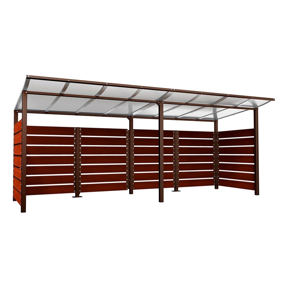 Abri conteneurs Modulo RAL8017 - Stratifié acajou - Scellement direct - Larg 5000mm Prof 2000mm - PROCITY - 529781.8017.ACAJ