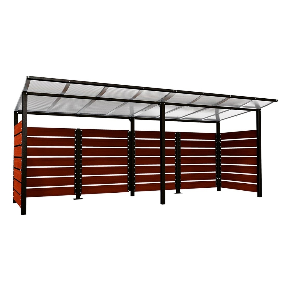 Abri conteneurs Modulo RAL9005 - Stratifié acajou - Scellement direct - Larg 5000mm Prof 2000mm - PROCITY - 529781.9005.ACAJ