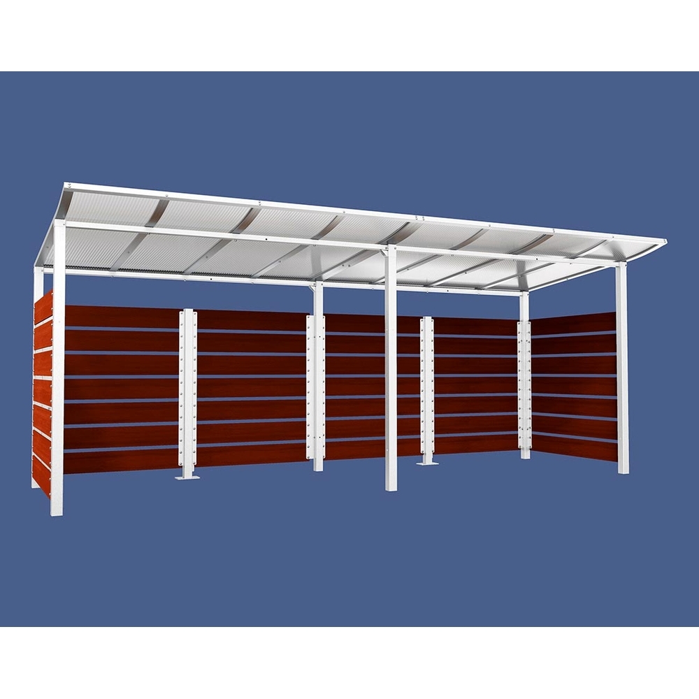 Abri conteneurs Modulo RAL9010 - Stratifié acajou - Scellement direct - Larg 5000mm Prof 2000mm - PROCITY - 529781.9010.ACAJ