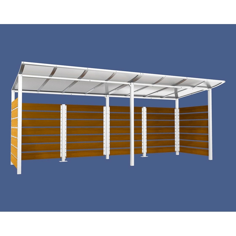 Abri conteneurs Modulo RAL9010 - Stratifié chêne clair - Scellement direct - Larg 5000mm Prof 2000mm - PROCITY - 529781.9010.CHEC