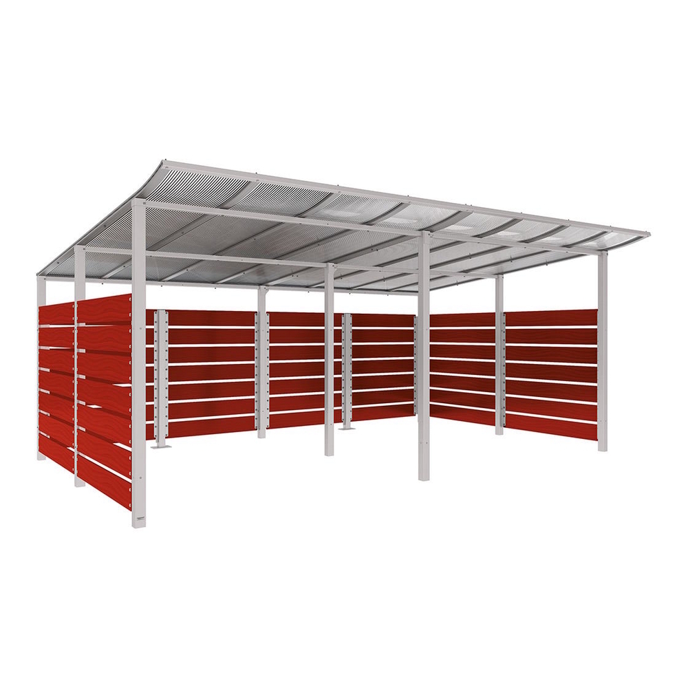 Abri conteneurs Modulo RAL7044 - Stratifié acajou - Scellement direct - Larg 5000mm Prof 3400mm - PROCITY - 529783.7044.ACAJ