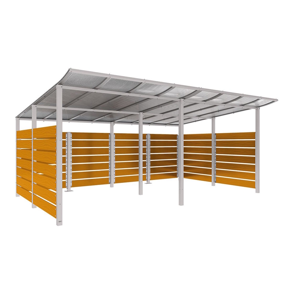 Abri conteneurs Modulo RAL7044 - Stratifié chêne clair - Scellement direct - Larg 5000mm Prof 3400mm - PROCITY - 529783.7044.CHEC