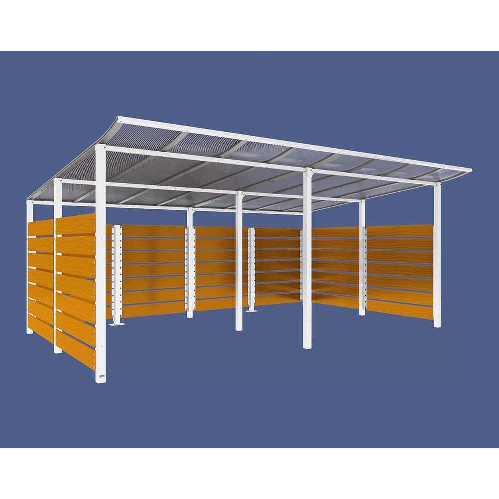 Abri conteneurs Modulo RAL9010 - Stratifié chêne clair - Scellement direct - Larg 5000mm Prof 3400mm - PROCITY - 529783.9010.CHEC