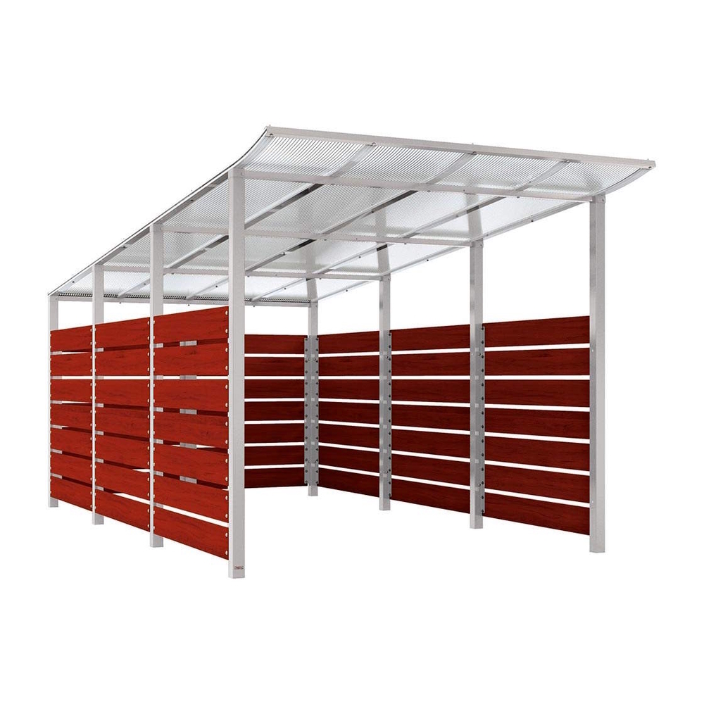 Abri conteneurs Modulo RAL7044 - Stratifié acajou - Scellement direct - Larg 2500mm Prof 4800mm - PROCITY - 529784.7044.ACAJ