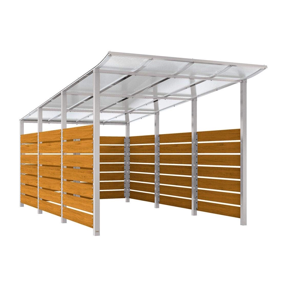 Abri conteneurs Modulo RAL7044 - Stratifié chêne clair - Scellement direct - Larg 2500mm Prof 4800mm - PROCITY - 529784.7044.CHEC