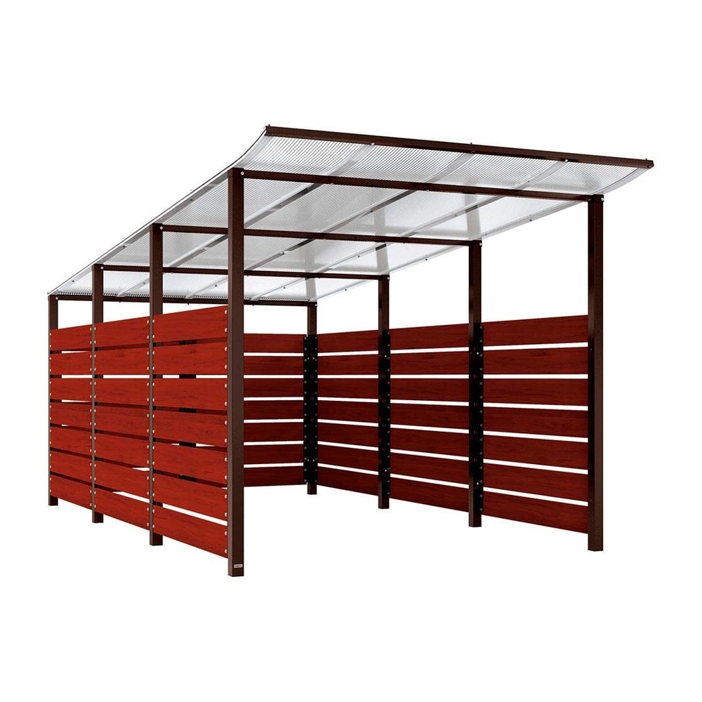 Abri conteneurs Modulo RAL8017 - Stratifié acajou - Scellement direct - Larg 2500mm Prof 4800mm - PROCITY - 529784.8017.ACAJ