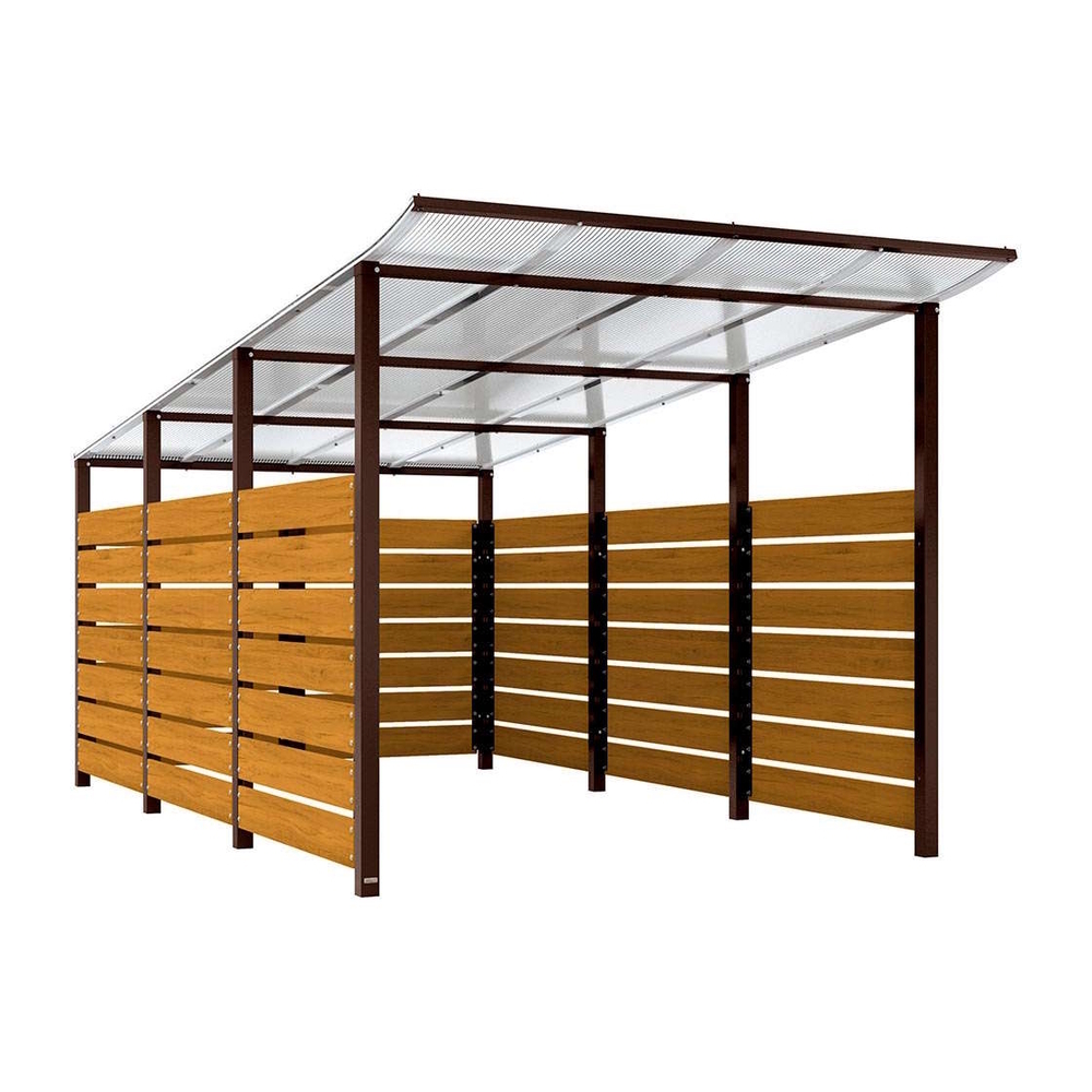 Abri conteneurs Modulo RAL8017 - Stratifié chêne clair - Scellement direct - Larg 2500mm Prof 4800mm - PROCITY - 529784.8017.CHEC