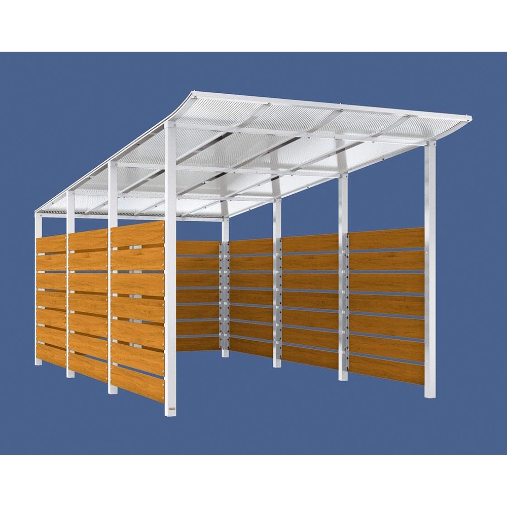 Abri conteneurs Modulo RAL9010 - Stratifié chêne clair - Scellement direct - Larg 2500mm Prof 4800mm - PROCITY - 529784.9010.CHEC