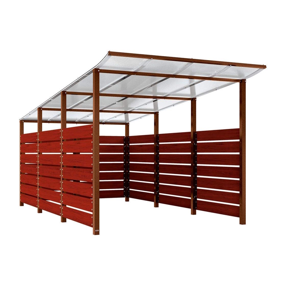 Abri conteneurs Modulo Aspect Corten - Stratifié acajou - Scellement direct - Larg 2500mm Prof 4800mm - PROCITY - 529784.S025.ACAJ