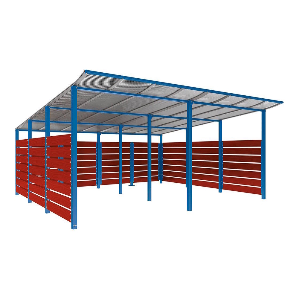 Abri conteneurs Modulo RAL5010 - Stratifié acajou - Scellement direct - Larg 5000mm Prof 4800mm - PROCITY - 529785.5010.ACAJ