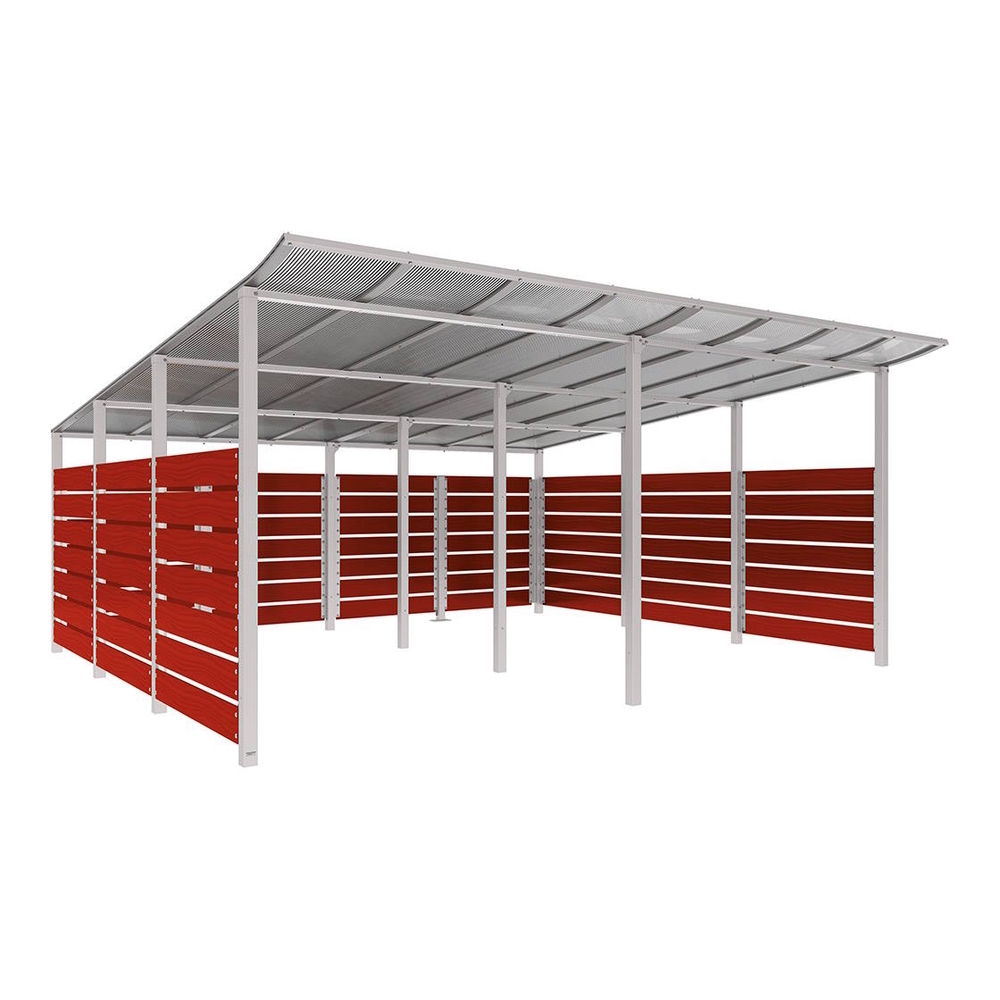 Abri conteneurs Modulo RAL7044 - Stratifié acajou - Scellement direct - Larg 5000mm Prof 4800mm - PROCITY - 529785.7044.ACAJ