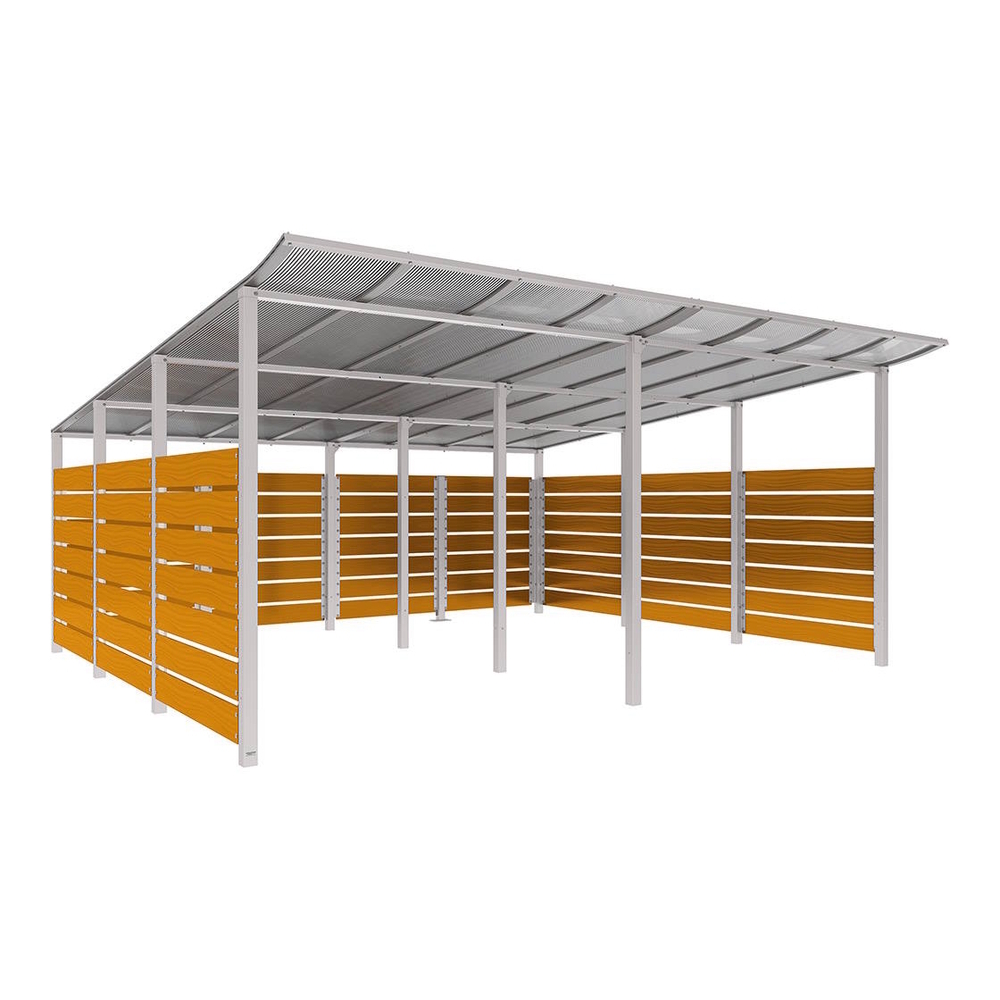 Abri conteneurs Modulo RAL7044 - Stratifié chêne clair - Scellement direct - Larg 5000mm Prof 4800mm - PROCITY - 529785.7044.CHEC