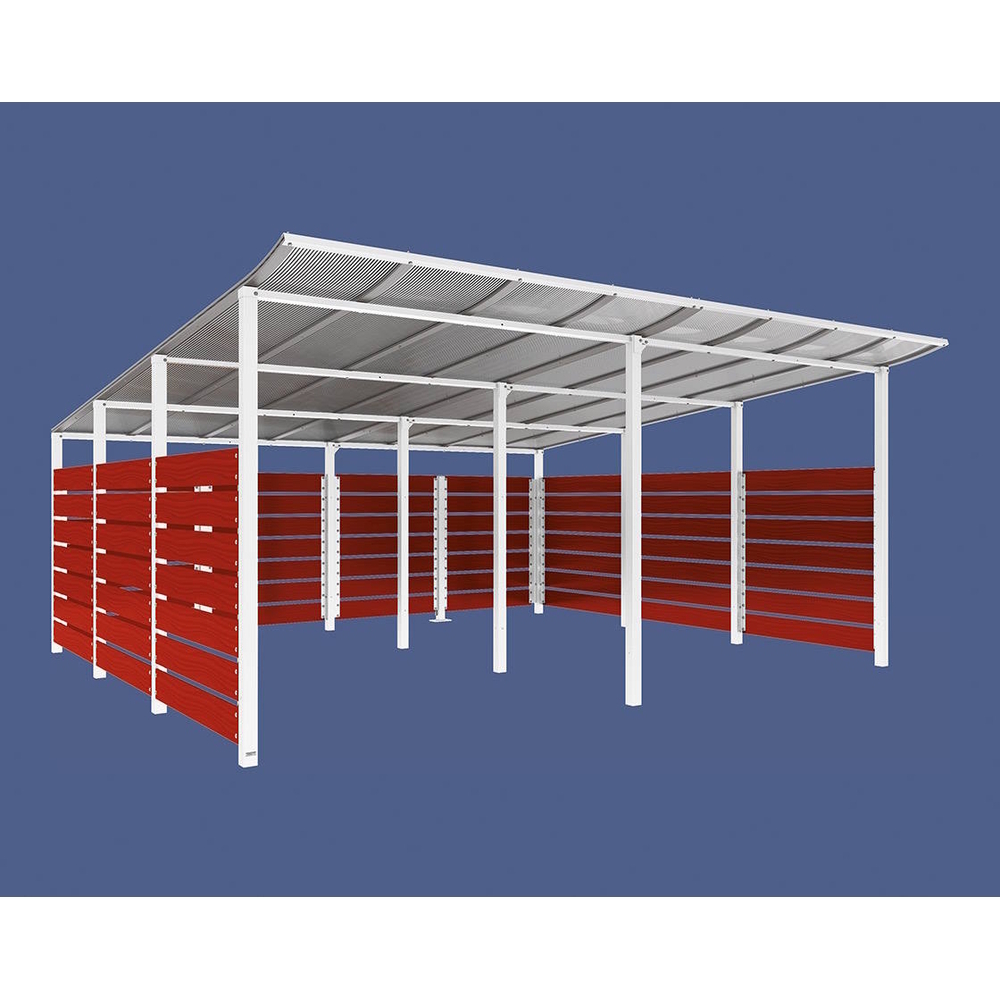 Abri conteneurs Modulo RAL9010 - Stratifié acajou - Scellement direct - Larg 5000mm Prof 4800mm - PROCITY - 529785.9010.ACAJ