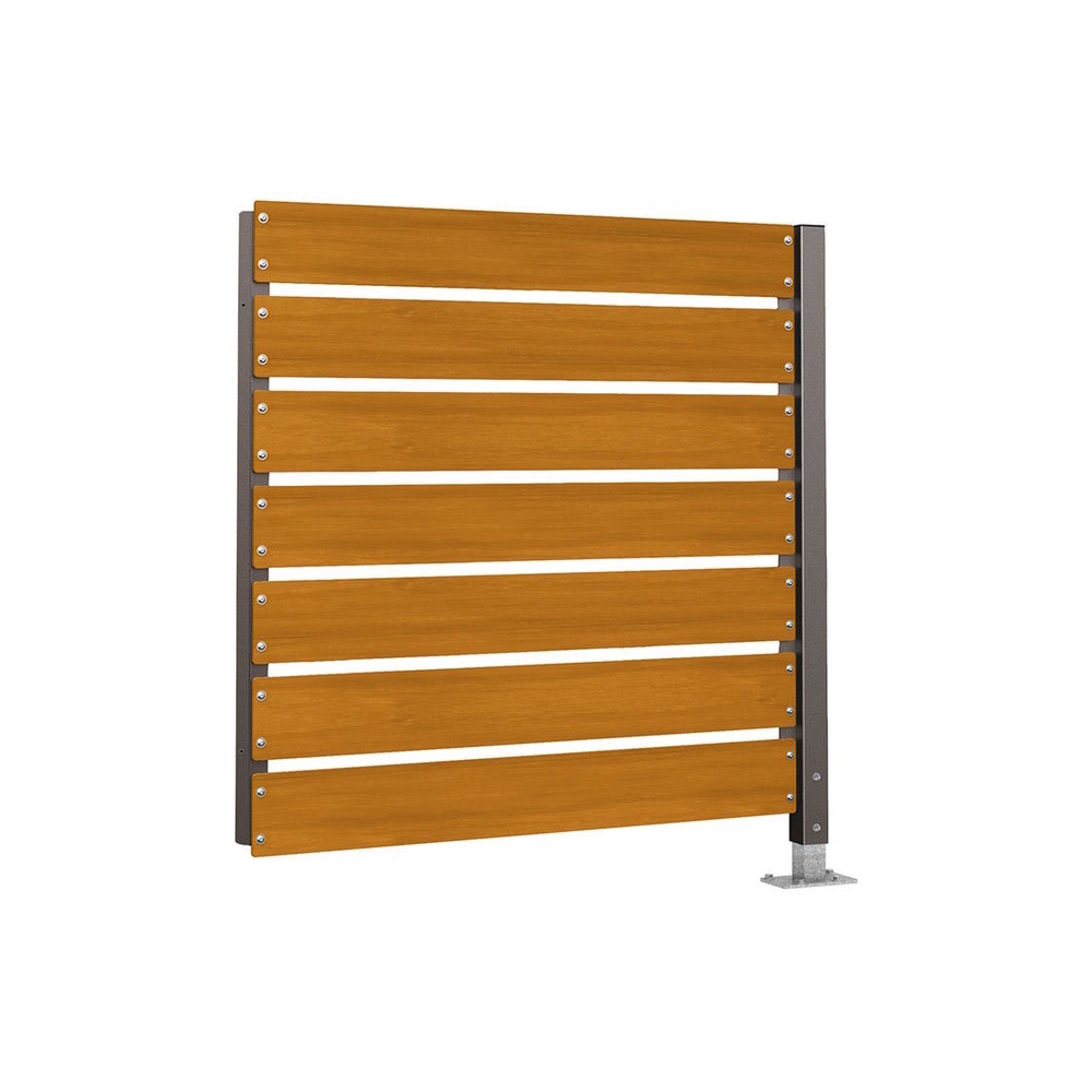Bardage de retour avant 1400mm pour abri conteneurs Modulo RAL3004 - Stratifié acajou - 1400 - Scellement direct - PROCITY - 529787.3004.ACAJ
