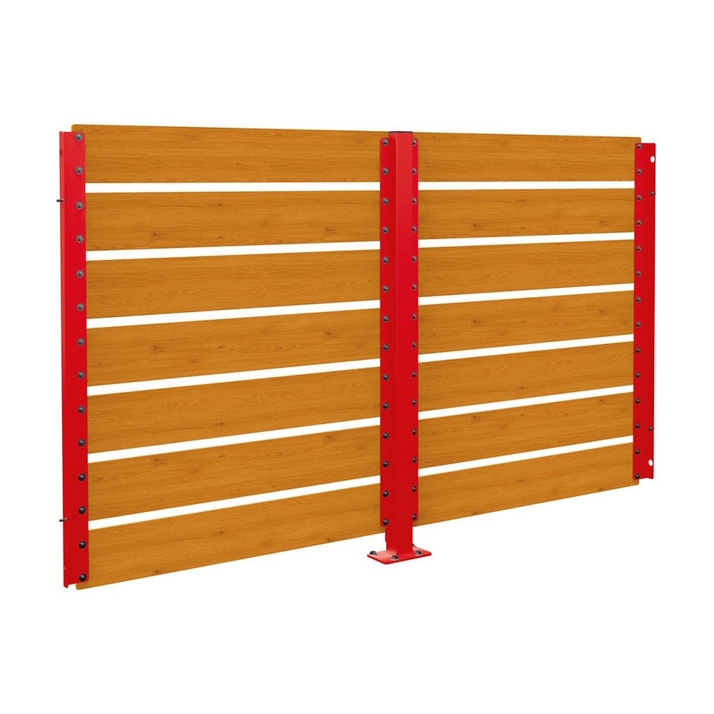 Bardage de retour avant 2500mm pour abri conteneurs Modulo RAL3020 - Stratifié chêne clair - 2500 mm - Scellement direct - PROCITY - 529788.3020.CHEC