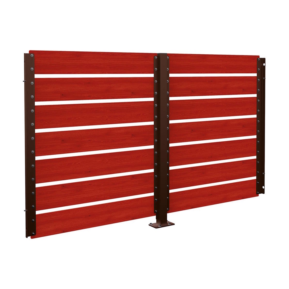 Bardage de retour avant 2500mm pour abri conteneurs Modulo RAL8017 - Stratifié acajou - 2500 mm - Scellement direct - PROCITY - 529788.8017.ACAJ