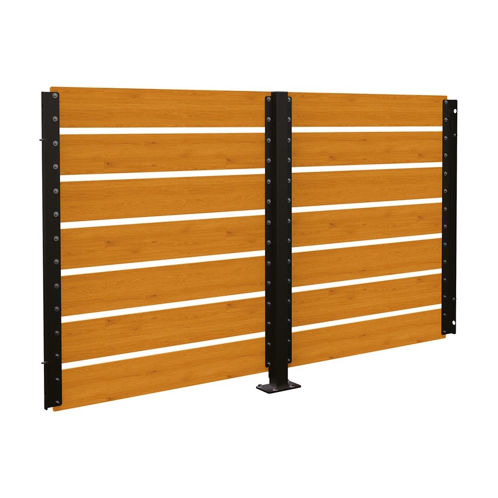 Bardage de retour avant 2500mm pour abri conteneurs Modulo RAL9005 - Stratifié chêne clair - 2500 mm - Scellement direct - PROCITY - 529788.9005.CHEC