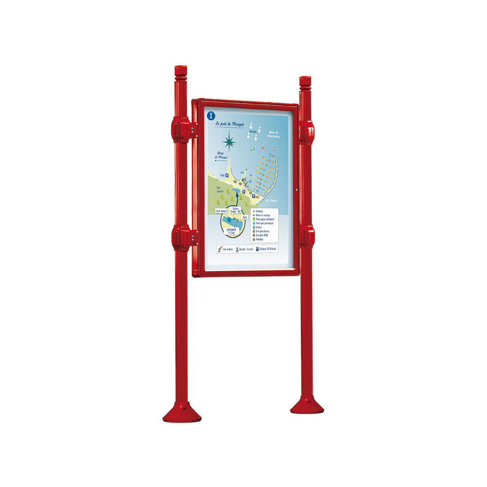 Panneau-vitrines d'information City RAL3004 - 1200x800 - Module initial - Simple face - Sans bandeau-titre - PROCITY - 530100.3004