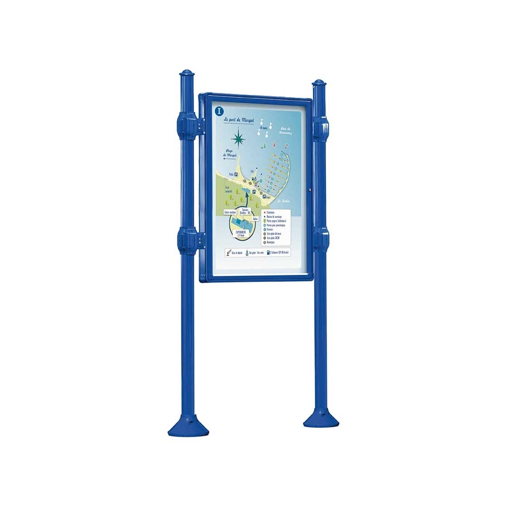 Panneau-vitrines d'information Agora RAL5010 - 1200x800 - Module initial - Simple face - Sans bandeau-titre - PROCITY - 530101.5010