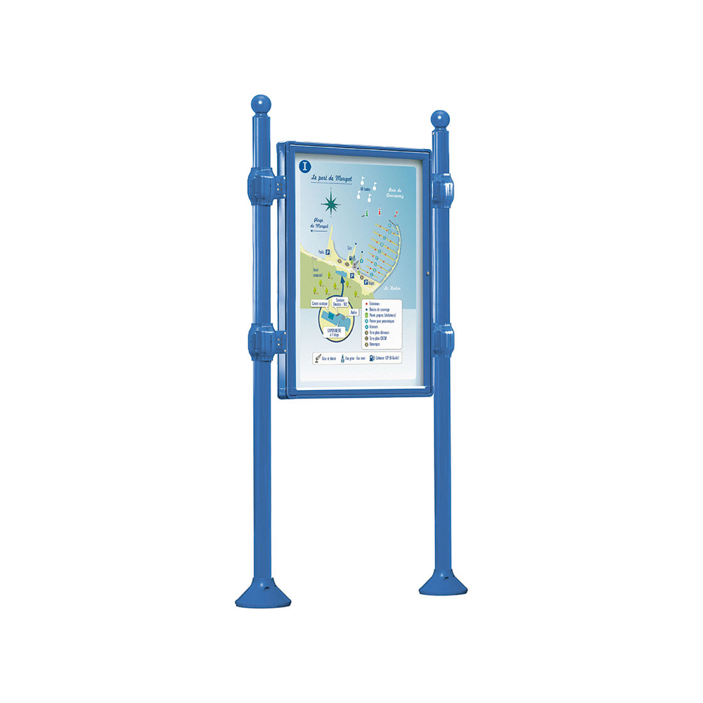 Panneau-vitrines d'information Boule RAL5010 - 1200x800 - Module initial - Simple face - Sans bandeau-titre - PROCITY - 530102.5010