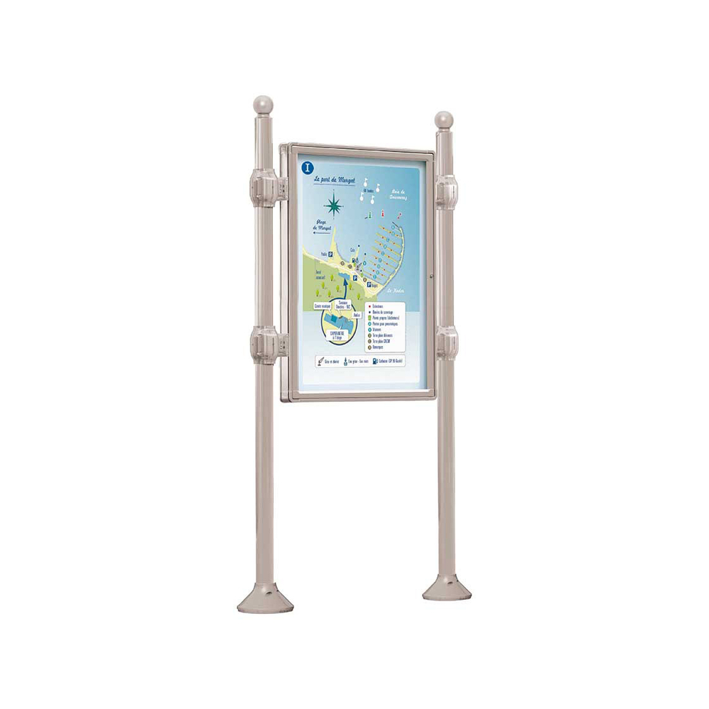 Panneau-vitrines d'information Boule RAL7044 - 1200x800 - Module initial - Simple face - Sans bandeau-titre - PROCITY - 530102.7044