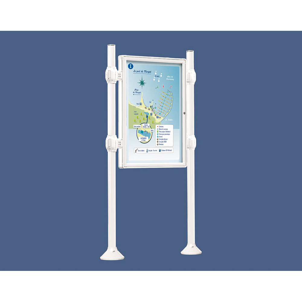 Panneau-vitrines d'information Inox brossé RAL9010 - 1200x800 - Module initial - Simple face - Sans bandeau-titre - PROCITY - 530109.9010